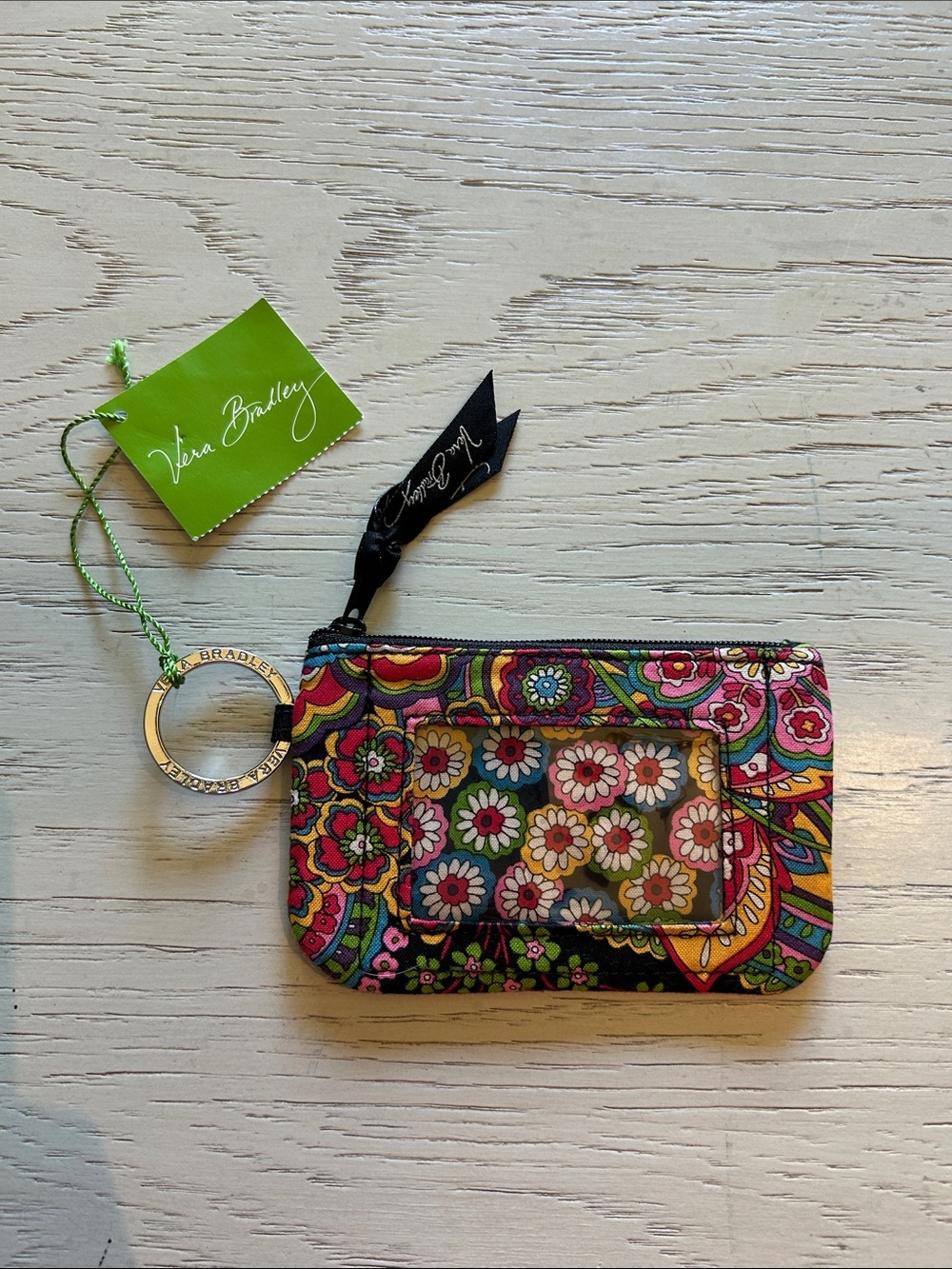 Vera Bradley Symphony in Hue Zip ID Case with Metal Keyring. NWT